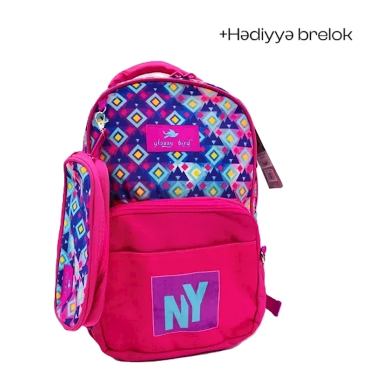 Məktəbli bel çantası Glossy Bird CM56GB78 çəhrayı/göy Məktəbli bel çantası Glossy Bird CM56GB78 çəhrayı/göy