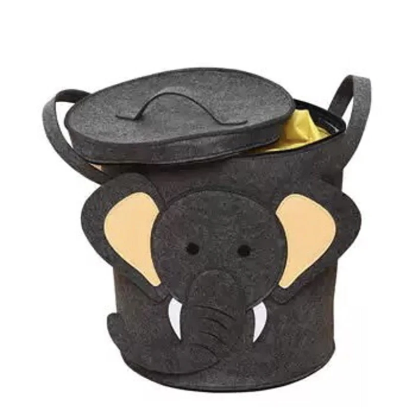 Əşyaların və oyuncaqların saxlanması üçün fil təsvirli keçə səbəti 6240_Tabasket01