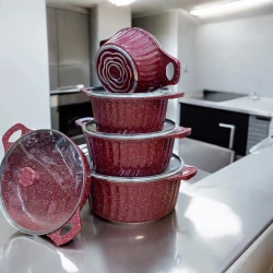 Набор кастрюль Gallery Home GH-000139, 20/24/28/28/32 см, гранит, красный, 10 предметов