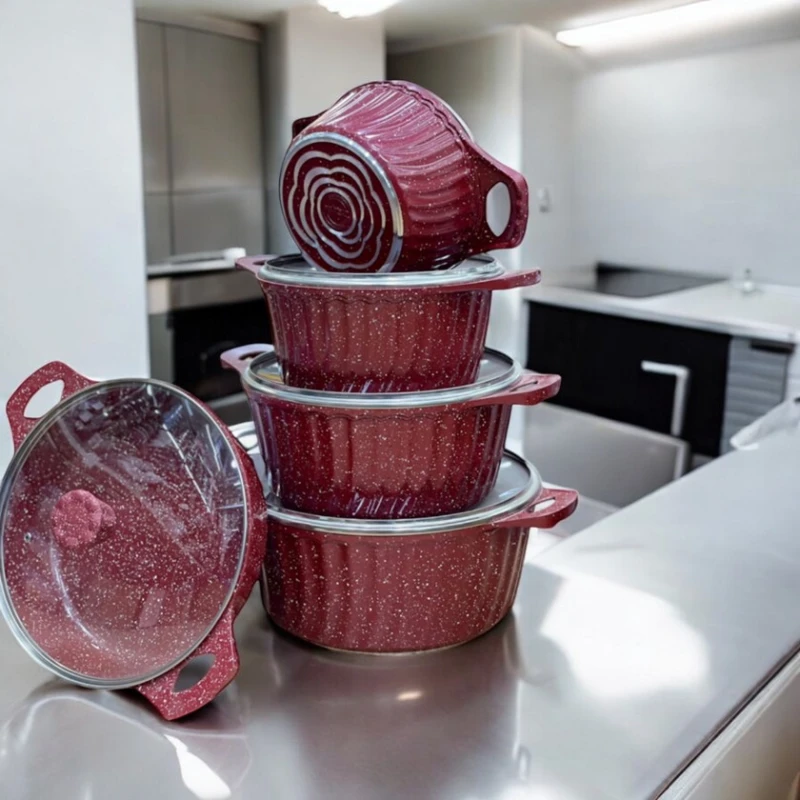 Набор кастрюль Gallery Home GH-000139, 20/24/28/28/32 см, гранит, красный, 10 предметов