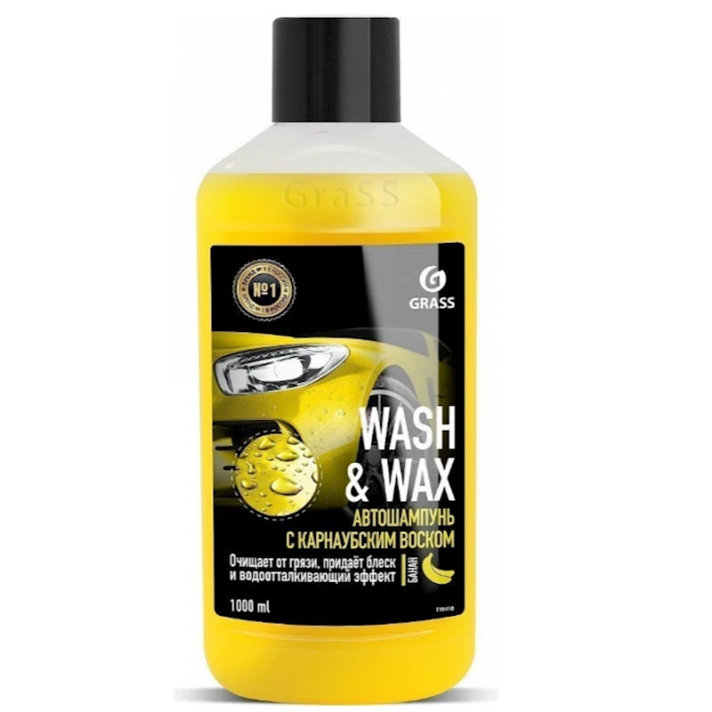 Автошампунь с карнаубским воском Grass Wash&Wax 110410, 1 л Автошампунь с карнаубским воском Grass Wash&Wax 110410, 1 л