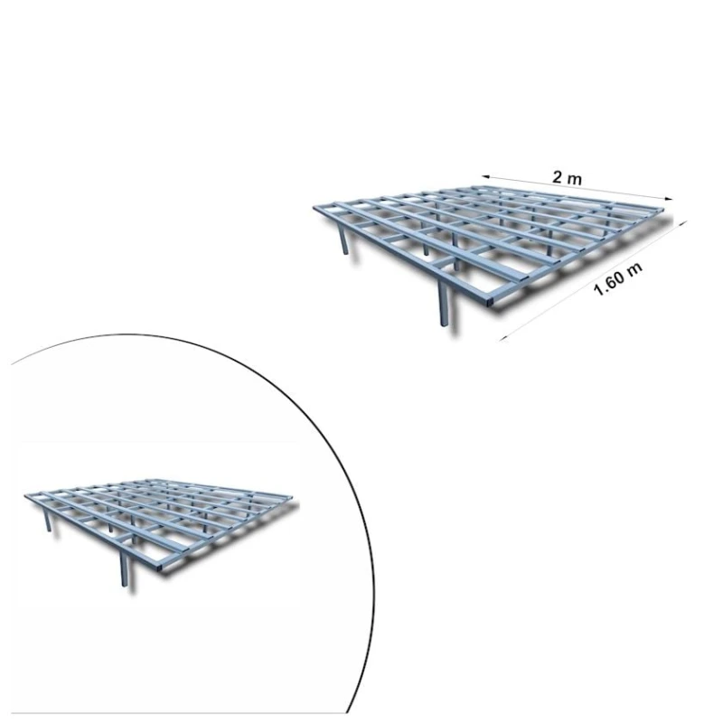 Çarpayı karkası 20000037, 200x160x25 sm, gümüşü