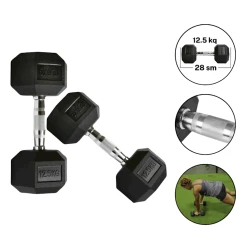 Гантели фиксированные 2331/1, 12.5 кг х 12.5 кг, черный