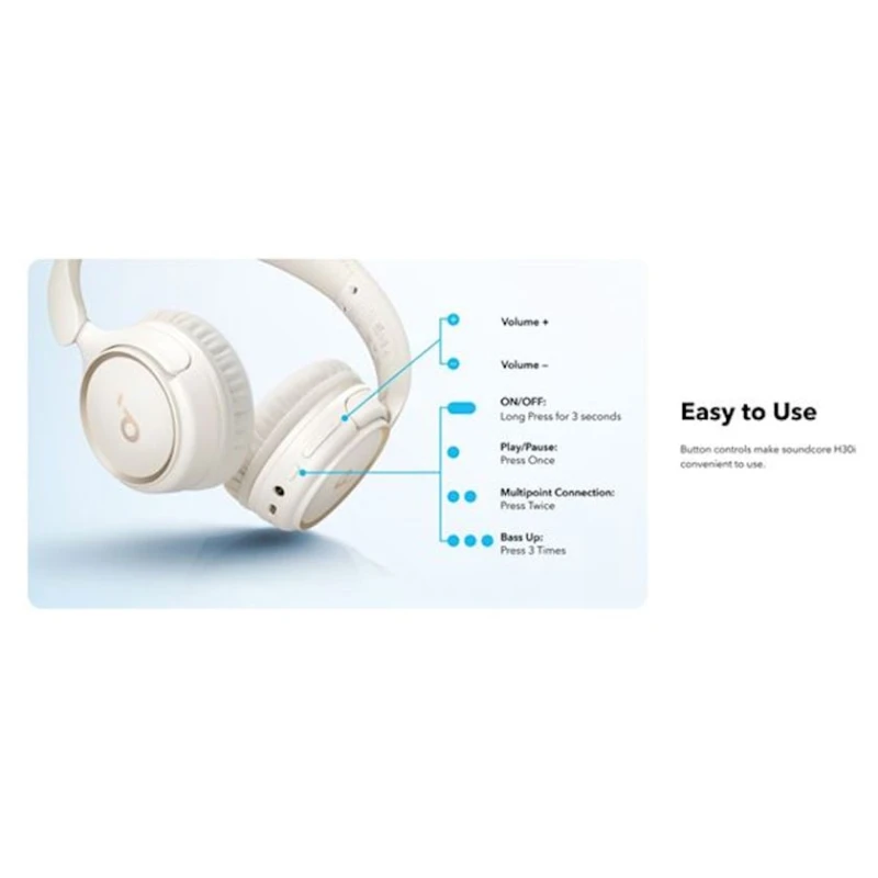 Simsiz qulaqlıq Anker Soundcore H30i White (A3012H21)