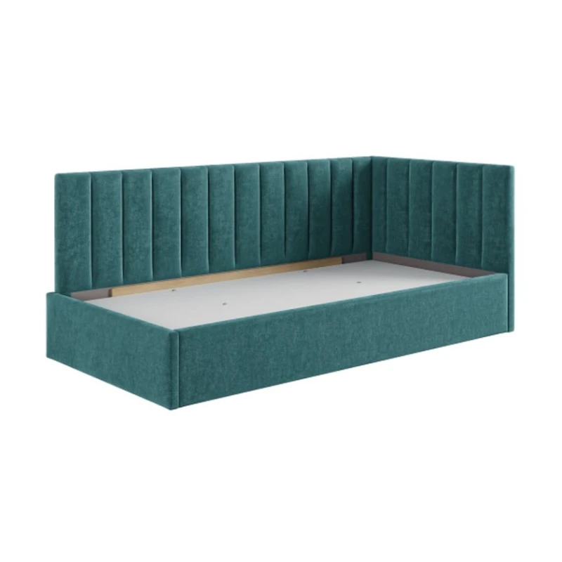 Tək nəfərlik çarpayı Art_tek_yataq 20, laminat/parça, firuzəyi, 200x85x90 sm