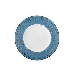 Тарелка глубокая Wilmax Splash WL-667627/A, круглая, 350 мл, диаметр 25.5 см, фарфор, голубой/белый