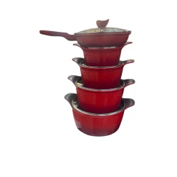 Qazan dəsti, qranit, qırmızı, 10 parça, 20/24/28/32 sm qazan, 28 sm tava