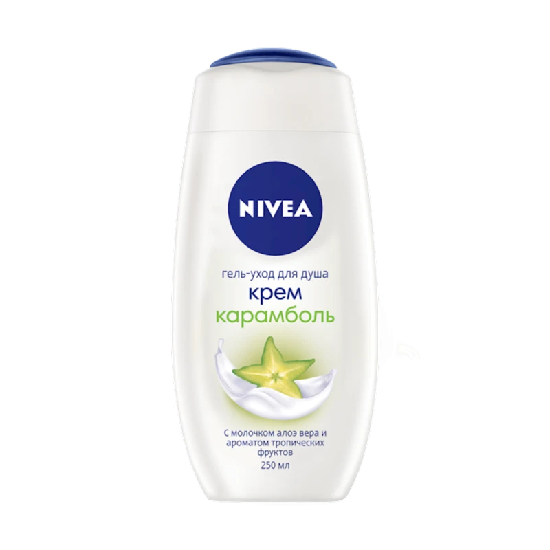 Gel duş üçün Nivea Krem Karambol nəmləndirici aloe vera və tropik meyvələrin ətri ilə 250 ml