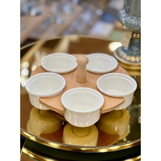 Çərəz qabı dəsti altlıq ilə Sweet Home 00004447, ağ/qəhvəyi, 6 parça Çərəz qabı dəsti altlıq ilə Sweet Home 00004447, ağ/qəhvəyi, 6 parça