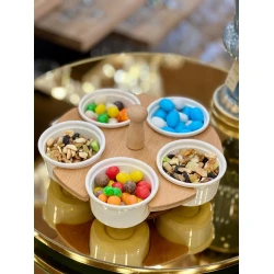 Набор менажниц с подставкой Sweet Home 00004447, белый/коричневый, 6 предметов Набор менажниц с подставкой Sweet Home 00004447, белый/коричневый, 6 предметов