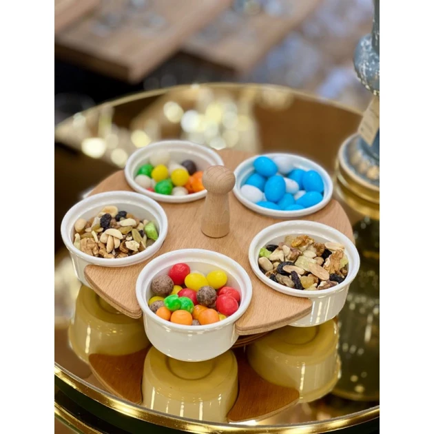 Çərəz qabı dəsti altlıq ilə Sweet Home 00004447, ağ/qəhvəyi, 6 parça Çərəz qabı dəsti altlıq ilə Sweet Home 00004447, ağ/qəhvəyi, 6 parça