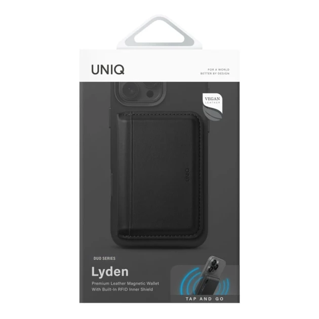Чехол для карт Uniq Lyden DS RFID-Blocking Magnetic Wallet Black