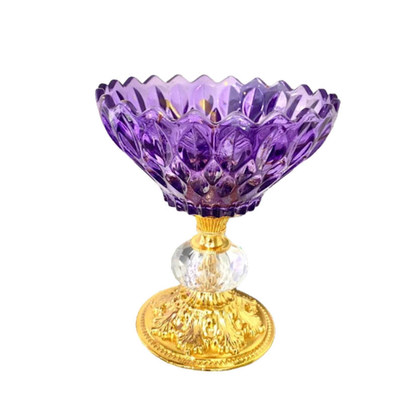 Şirniyyat qabı Mondo 11х13 sm, şüşə, bənövşəyi/qızılı Şirniyyat qabı Mondo 11х13 sm, şüşə, bənövşəyi/qızılı