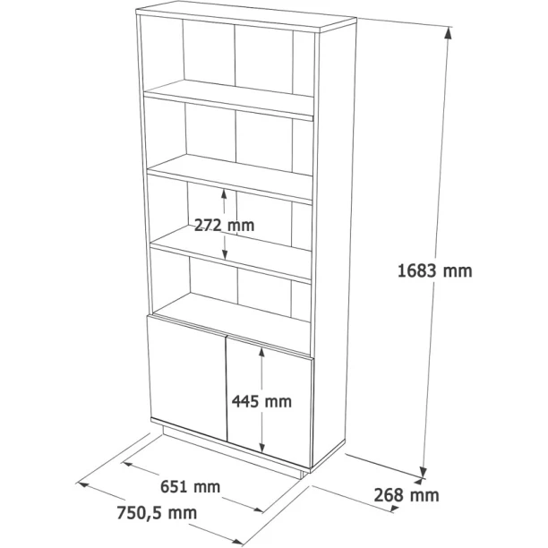 Stellaj ev_12116122, laminat, ağ, 75x26x168 sm