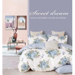 Комплект постельного белья Miss Helin SHA-00005994, пододеяльник 200x220 см, простыня 240x260 см, наволочка 50x70 см (2 шт), двуспальный, сатин/хлопок, разноцветный