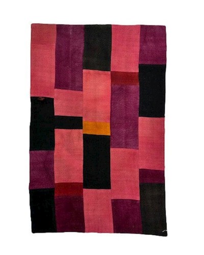 Əl işi kilim Natural halı nth_P021, 89x135 sm, yun, qara/bənövşəyi