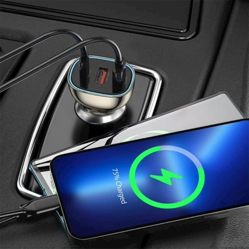 Автомобильное зарядное устройство Wiwu WI-QC013 90W 2USB/1Type-C Black Автомобильное зарядное устройство Wiwu WI-QC013 90W 2USB/1Type-C Black