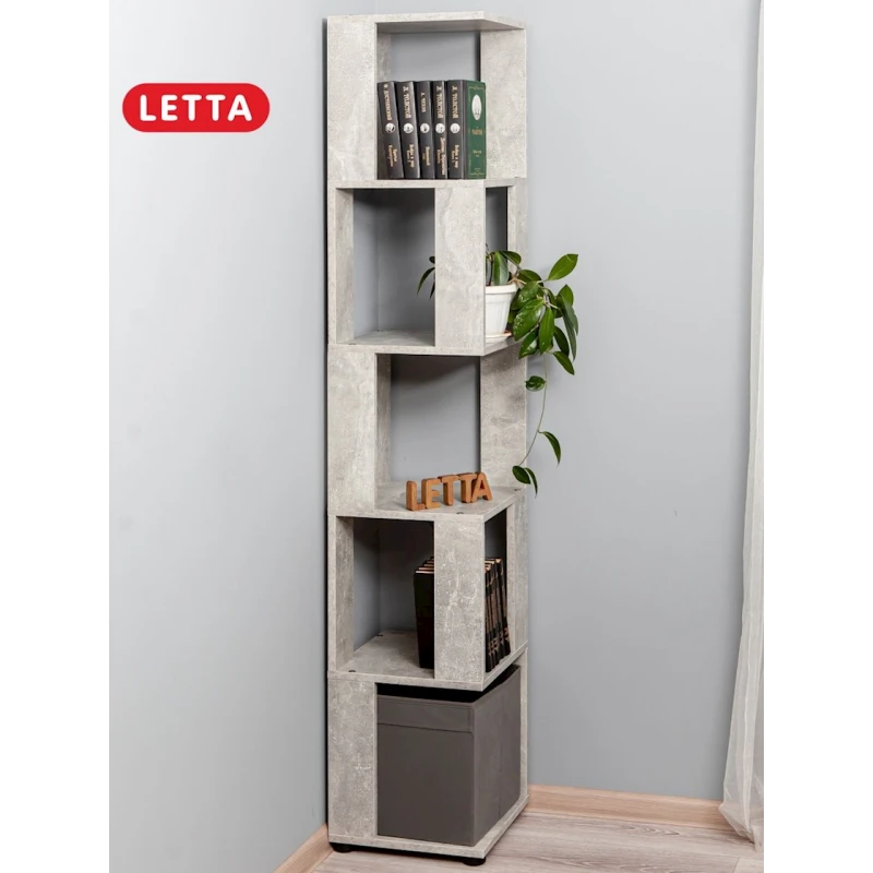 Стеллаж Letta Beton, 180х35х35 см, ЛДСП, серый Стеллаж Letta Beton, 180х35х35 см, ЛДСП, серый