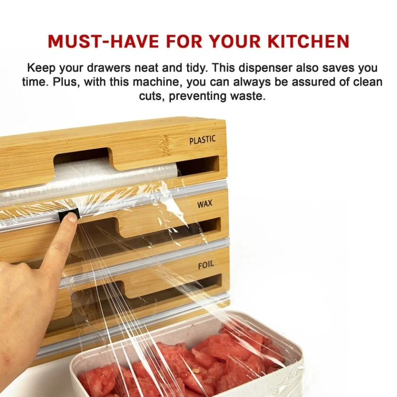 Органайзер для фольги и пищевой пленки MG-01, 33.5x21.6x7.2 см, бамбук, коричневый