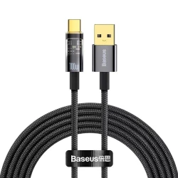Кабель Baseus Explorer Series Auto Power-Off Fast Charging Data Cable USB to Type-C 100W 2m Black