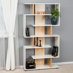 Стеллаж Letta, белый/бежевый, ЛДСП, 84x25x155 см Стеллаж Letta, белый/бежевый, ЛДСП, 84x25x155 см