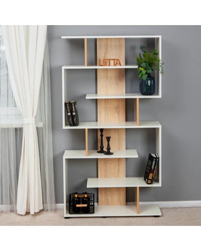 Stellaj Letta, ağ/bej, LDSP, 84x25x155 sm