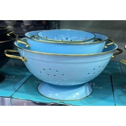 Набор дуршлагов Hartmann SHA-00004862, эмаль, голубой, 16/23/28 см