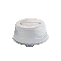 Контейнер для торта и сладостей, пластик, серый/прозрачный, 25х12 см