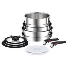 Yemək bişirmək üçün dəst Tefal Ingenio Preference Titanium 6X, titan, gümüşü, 12 parça