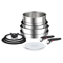 Набор посуды для готовки Tefal Ingenio Preference Titanium 6X, титан, серебристый, 12 предметов