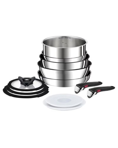 Yemək bişirmək üçün dəst Tefal Ingenio Preference Titanium 6X, titan, gümüşü, 12 parça
