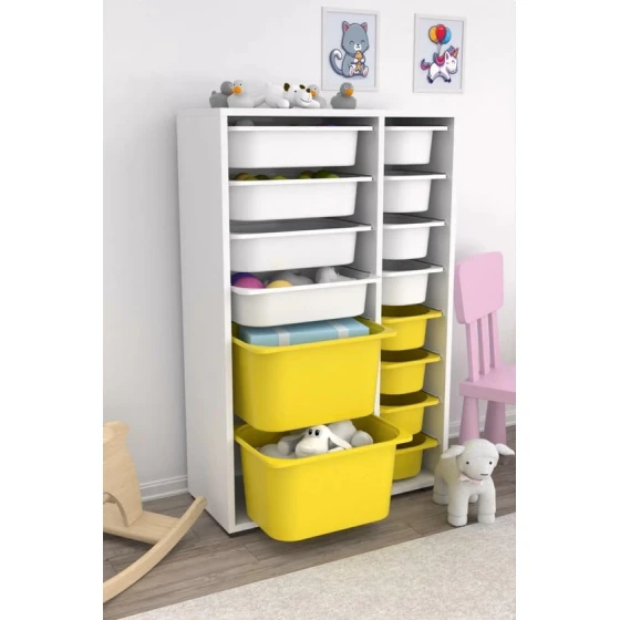 Шкаф для игрушек Pratico I39042, белый/желтый, 30x69.5x109 см Шкаф для игрушек Pratico I39042, белый/желтый, 30x69.5x109 см