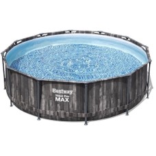 Hovuz Bestway 5614X, karkas, dairəvi, 366х366х100 sm, 9150 l, boz