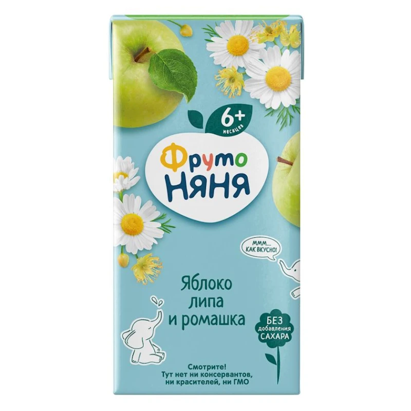 Сок ФрутоНяня яблоко, липа, ромашка, 200 мл, с 6 месяцев