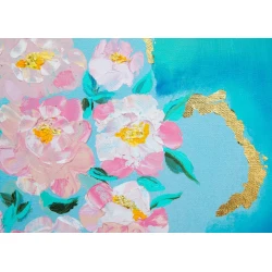 Rəsm Art by Ulviya Kakhramanova Pionlar, kətan, yağlı/teksturlu pasta/potal, 58 sm