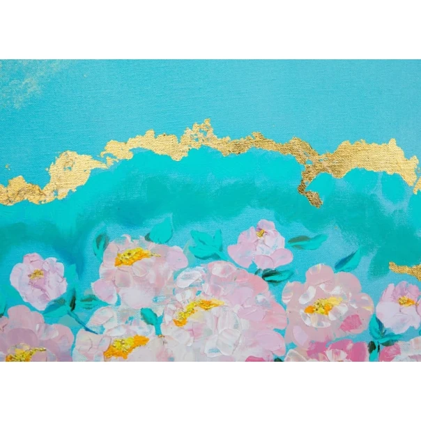 Rəsm Art by Ulviya Kakhramanova Pionlar, kətan, yağlı/teksturlu pasta/potal, 58 sm