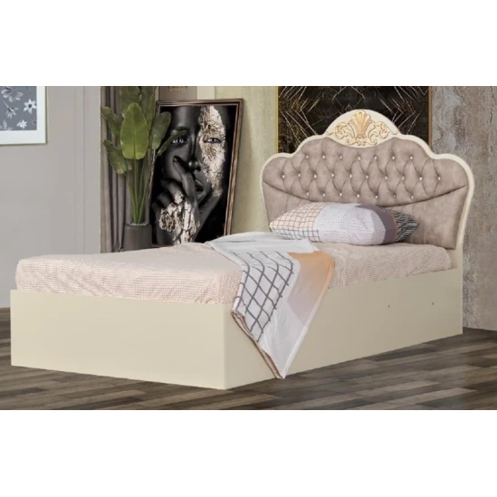 Односпальная кровать Leksus Bazalı, ламинат, кремовый, 140x120x200 см Односпальная кровать Leksus Bazalı, ламинат, кремовый, 140x120x200 см