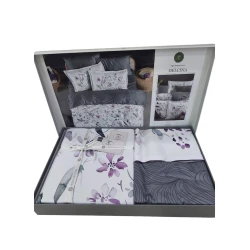 Комплект постельного белья DO&GO DO1, пододеяльник 200х220 см, простыня 220х240 см, наволочки 70x70 см, 50х70 см, двуспальный, сатин, белый/серый