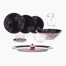 Набор столовой посуды Luminarc Marah Blue Dinnerware, 46 шт, 6 персон, белый/черный