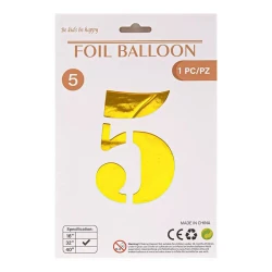 Folqa balon qızılı, 5 rəqəmi, 1 ədəd