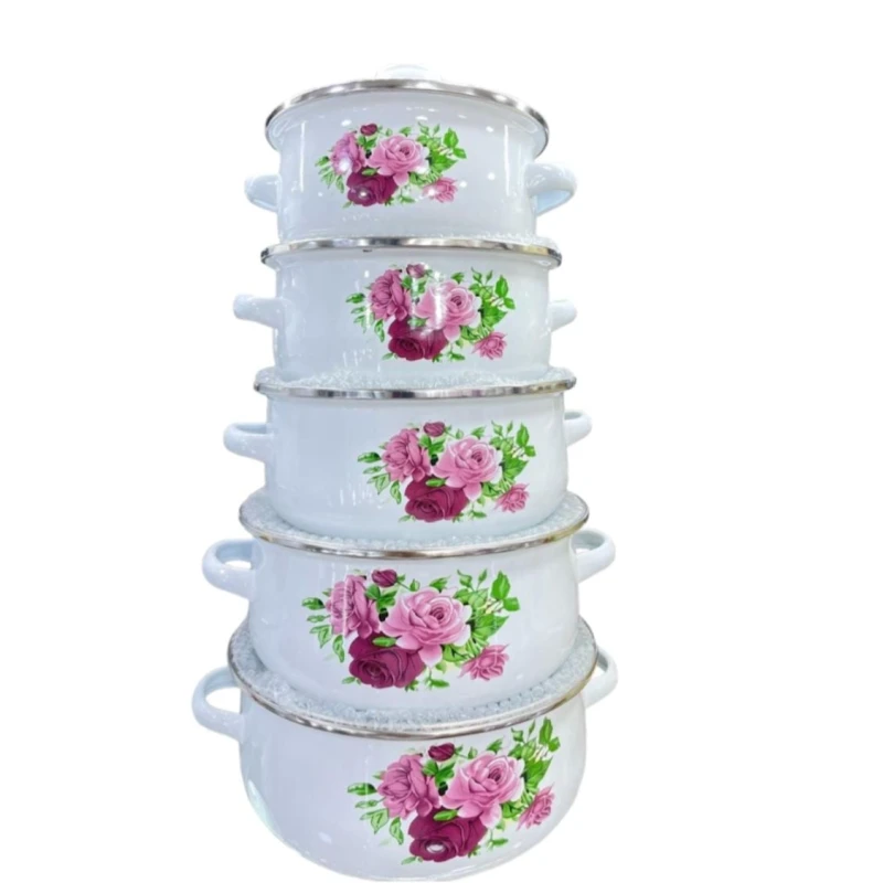 Набор кастрюль ZTW-QDYOI, эмаль, белый, 16/18/20/22/24 см, 5 шт