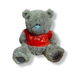 Yumşaq oyuncaq-ayı, boz/qırmızı