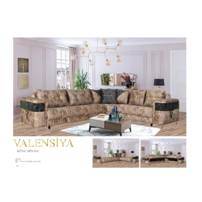 Диван Valensiya угловой, коричневый, 315x260x80x98 мм Диван Valensiya угловой, коричневый, 315x260x80x98 мм