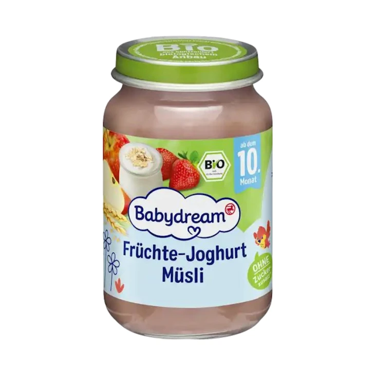 Пюре Babydream мюсли и фруктовый йогурт, 190 г, от 10 месяцев