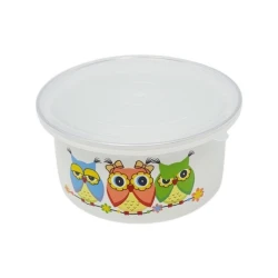 Салатница эмалированная 1.9 л с крышкой, декор, белый Салатница эмалированная 1.9 л с крышкой, декор, белый