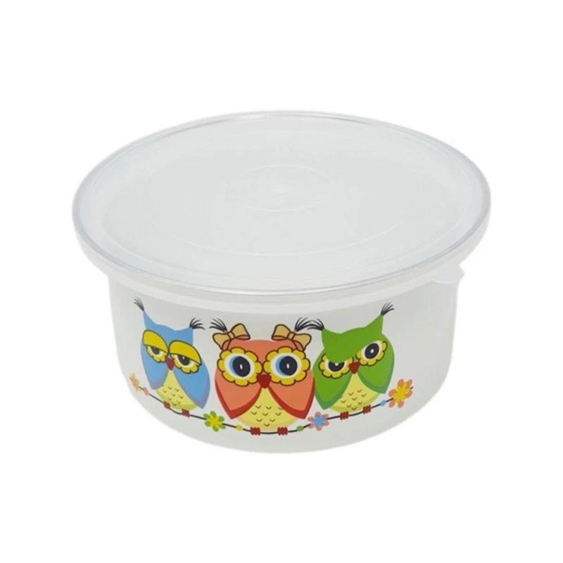 Салатница эмалированная 1.9 л с крышкой, декор, белый Салатница эмалированная 1.9 л с крышкой, декор, белый