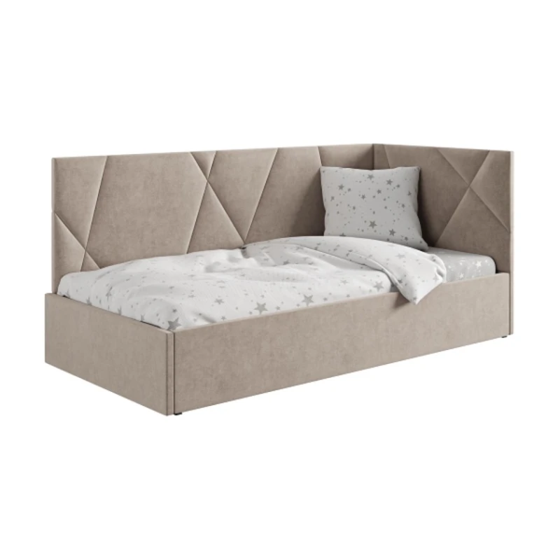 Tək nəfərlik çarpayı Art_tek_yataq (120) 51, laminat/parça, qəhvəyi, 200x85x120 sm