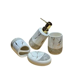 Набор для ванной AA-ES-065, керамика, белый/серый, 4 предмета