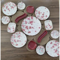 Набор для завтрака Keramika SD467, 19 шт, 4 персон, розовый/белый