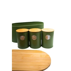 Набор Sarina WL-3517 (5468), хлебница с контейнерами для хранения 3 шт, нержавеющая сталь, зеленая Набор Sarina WL-3517 (5468), хлебница с контейнерами для хранения 3 шт, нержавеющая сталь, зеленая